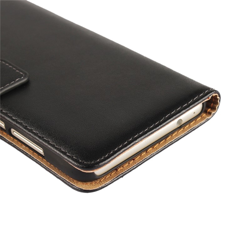 Genuine Split Leather Wallet Stand Case for Huawei P8 Lite (2017) / Honor 8 Lit - Black-9
