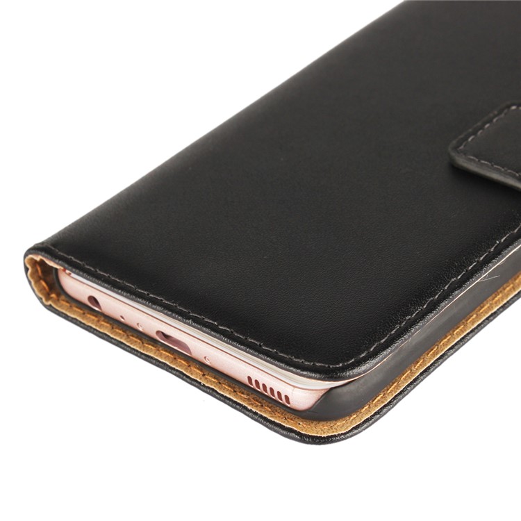 Genuine Split Leather Wallet Stand Mobile Phone Case for Huawei P10 - Black-10