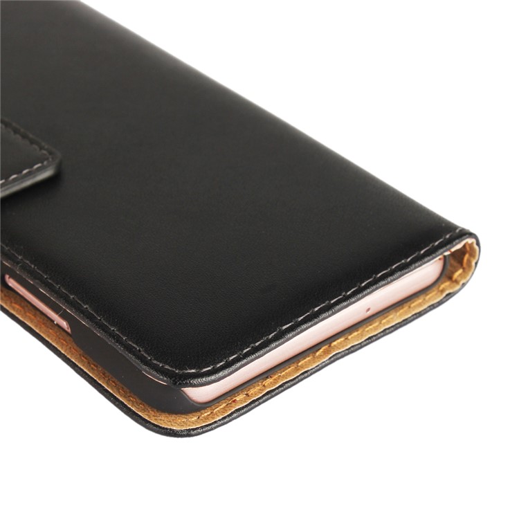Genuine Split Leather Wallet Stand Mobile Phone Case for Huawei P10 - Black-9