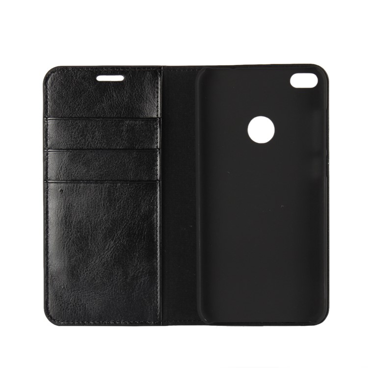 Crazy Horse Genuine Leather Stand Card Holder Case for Huawei P8 Lite (2017) / Honor 8 Lit - Black-5