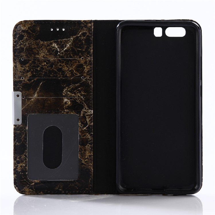 Marble Pattern Stand Wallet Leather Protective Cover for Huawei P10 Plus - Black-3