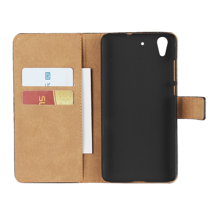 Split Leather Phone Case with Wallet Slots for Huawei Y6 II/Y6II/Honor 5A - Black-4