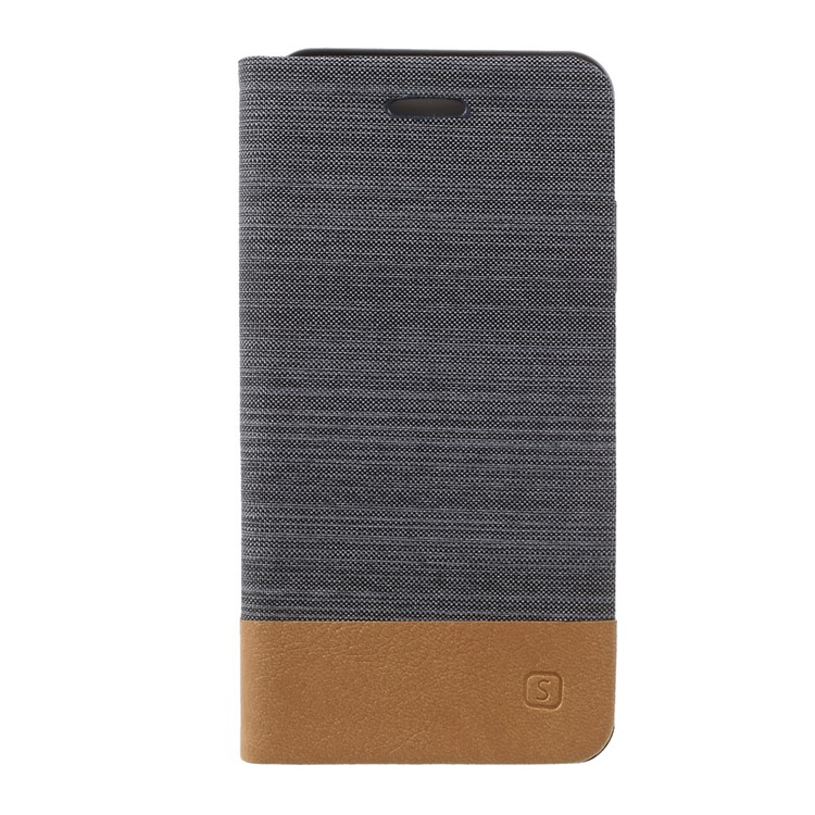 Bi-color Canvas Leather Card Holder Phone Case for Huawei P10 - Dark Grey-3