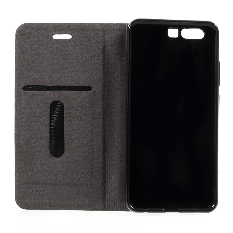 Bi-color Canvas Leather Card Holder Phone Case for Huawei P10 - Dark Grey-7
