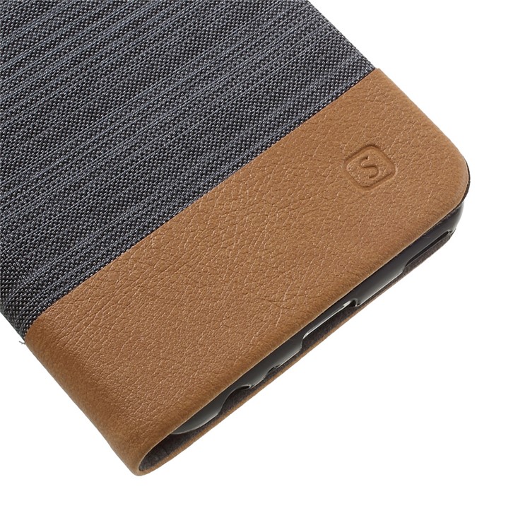 Bi-color Canvas Leather Card Holder Phone Case for Huawei P10 - Dark Grey-8