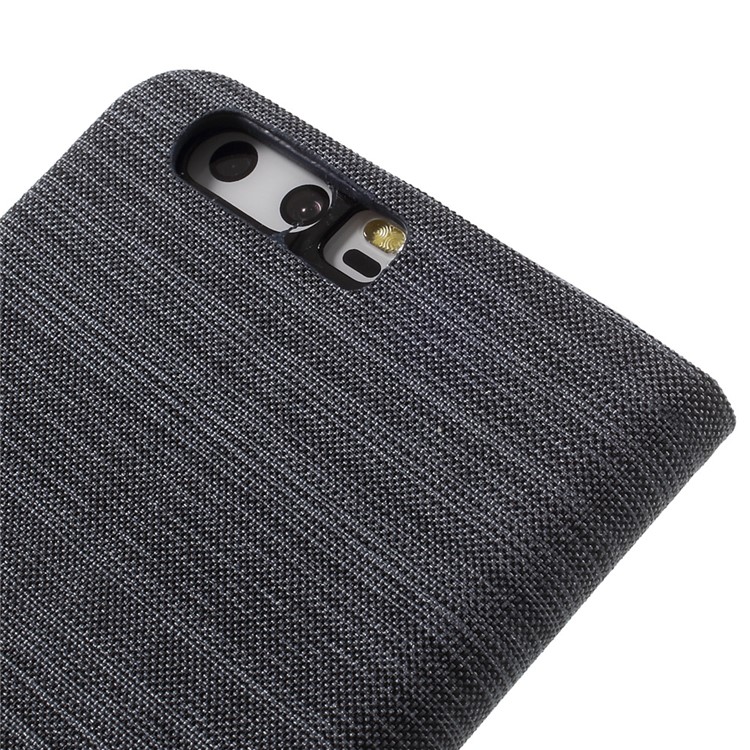 Bi-color Canvas Leather Card Holder Phone Case for Huawei P10 - Dark Grey-9