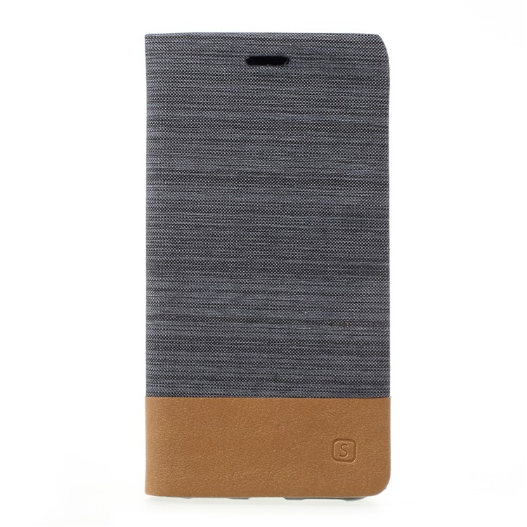 Bi-color Canvas Leather Card Holder Phone Case for Huawei P8 Lite (2017) / Honor 8 Lite - Dark Grey-3