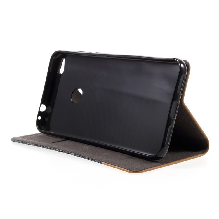 Bi-color Canvas Leather Card Holder Phone Case for Huawei P8 Lite (2017) / Honor 8 Lite - Dark Grey-4