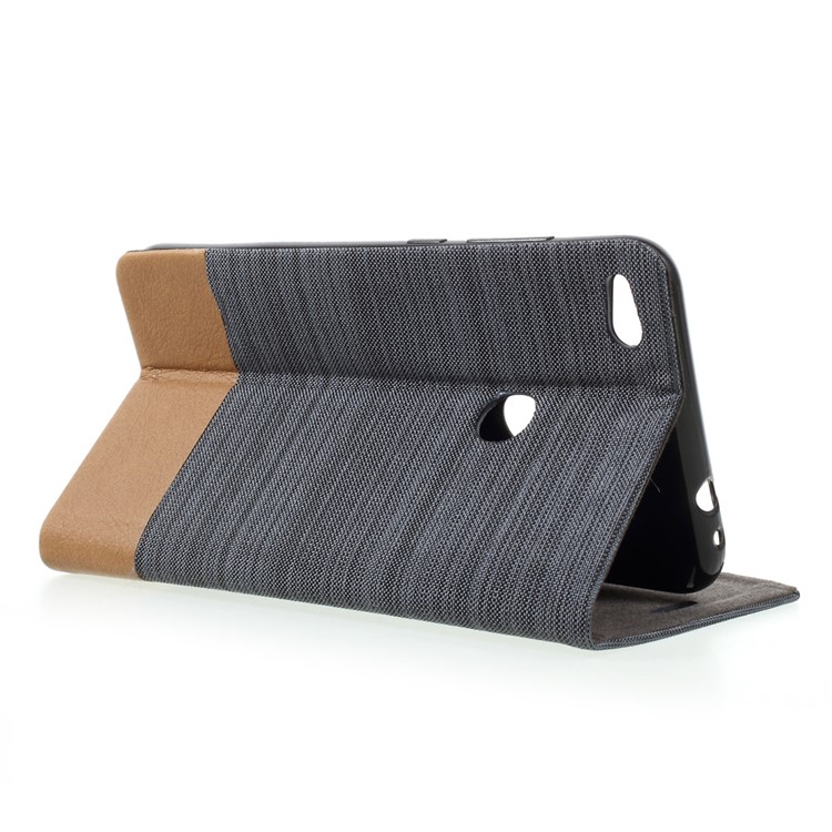 Bi-color Canvas Leather Card Holder Phone Case for Huawei P8 Lite (2017) / Honor 8 Lite - Dark Grey-5