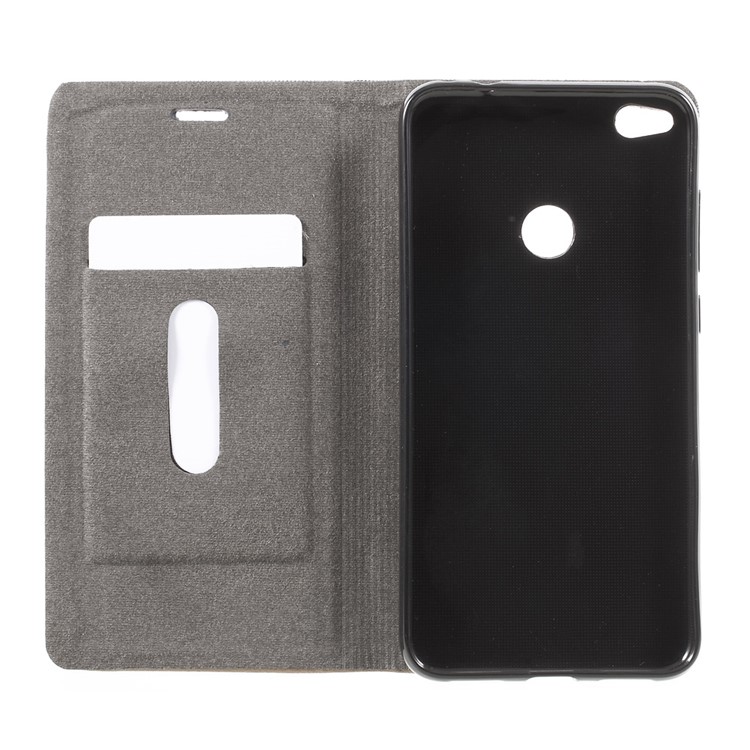 Bi-color Canvas Leather Card Holder Phone Case for Huawei P8 Lite (2017) / Honor 8 Lite - Dark Grey-6