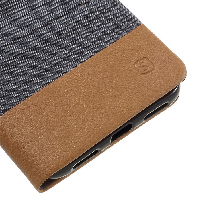 Bi-color Canvas Leather Card Holder Phone Case for Huawei P8 Lite (2017) / Honor 8 Lite - Dark Grey-7