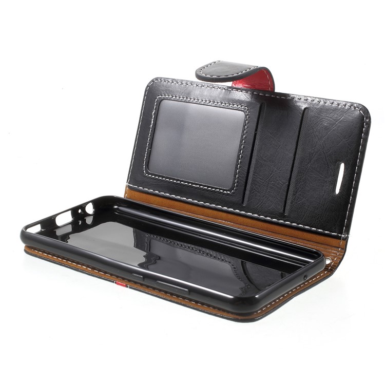 For Huawei P10 Graceful Series Stitching Leather Wallet Phone Case - Black-11