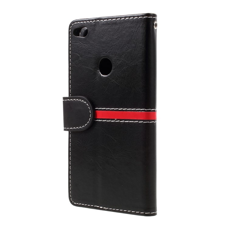 For Huawei P8 Lite (2017) / Honor 8 Lite Graceful Series Stitching Leather Wallet Phone Case - Black-2