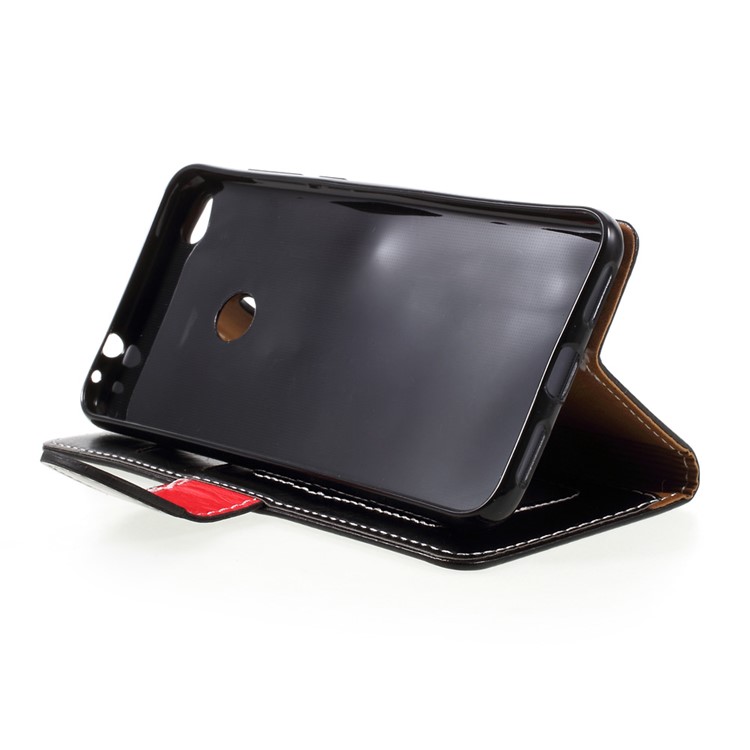 For Huawei P8 Lite (2017) / Honor 8 Lite Graceful Series Stitching Leather Wallet Phone Case - Black-4