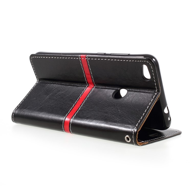 For Huawei P8 Lite (2017) / Honor 8 Lite Graceful Series Stitching Leather Wallet Phone Case - Black-5