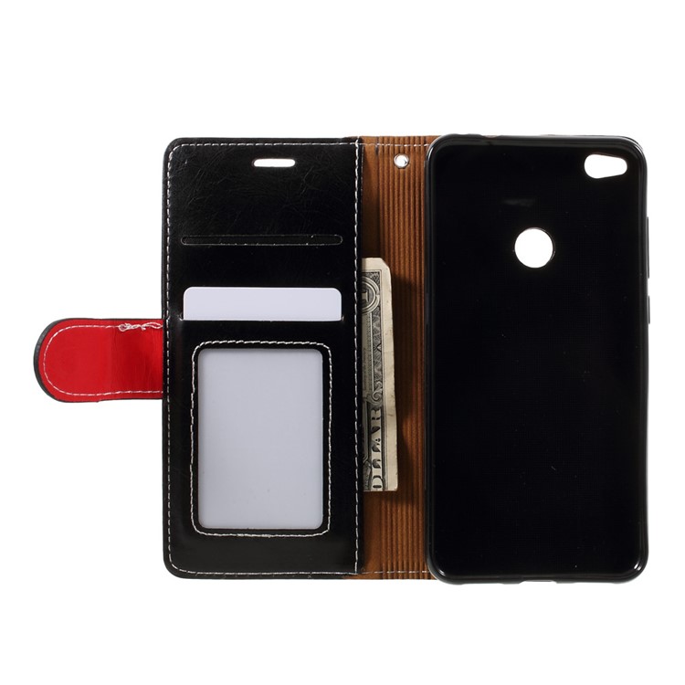For Huawei P8 Lite (2017) / Honor 8 Lite Graceful Series Stitching Leather Wallet Phone Case - Black-6