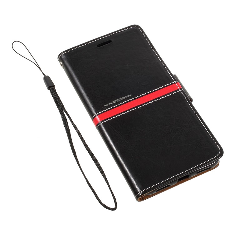 For Huawei P8 Lite (2017) / Honor 8 Lite Graceful Series Stitching Leather Wallet Phone Case - Black-7