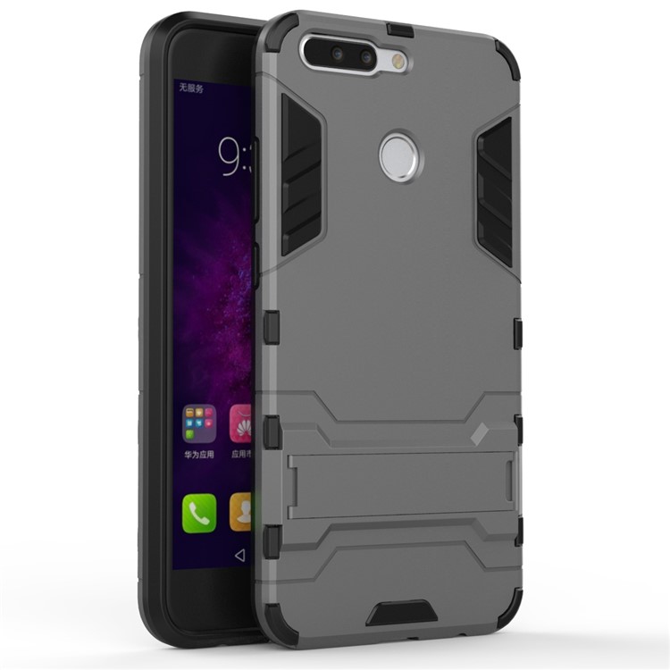Cool Plastic TPU Hybrid Cell Phone Cover with Kickstand for Huawei Honor 8 Pro / Honor V9 - Grey-2