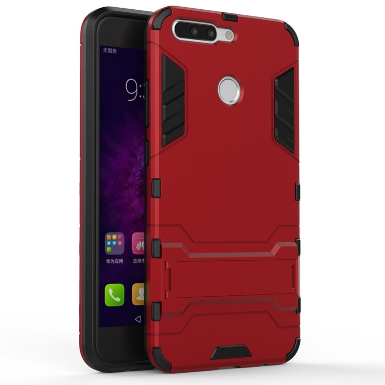Cool Plastic TPU Kickstand Case Cover for Huawei Honor 8 Pro / Honor V9 - Red-2