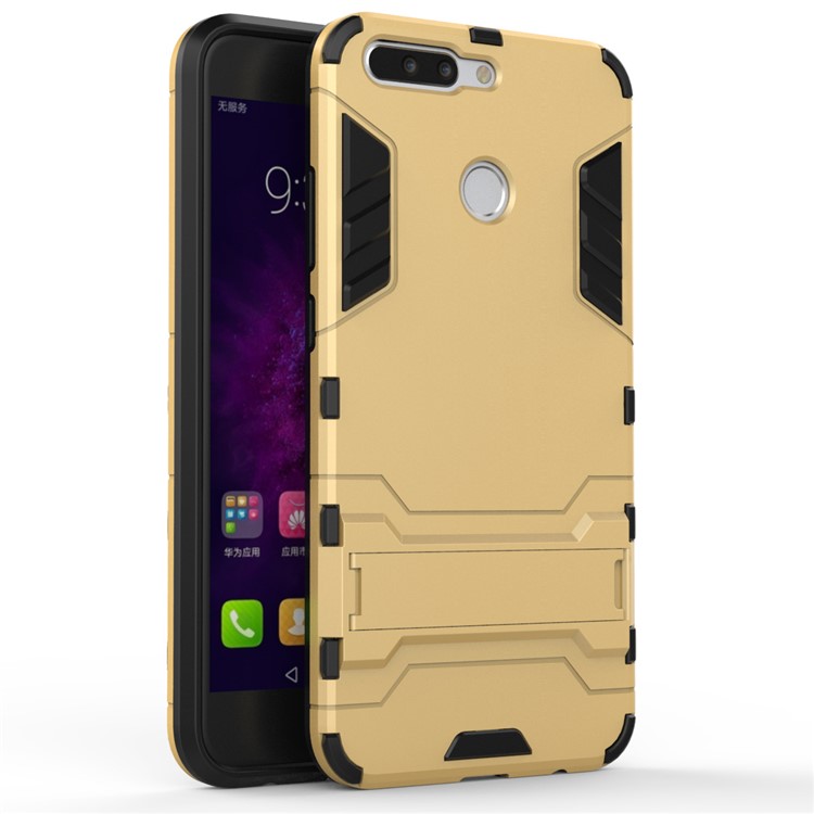Cool Plastic TPU Kickstand Back Case for Huawei Honor 8 Pro / Honor V9 - Gold-2