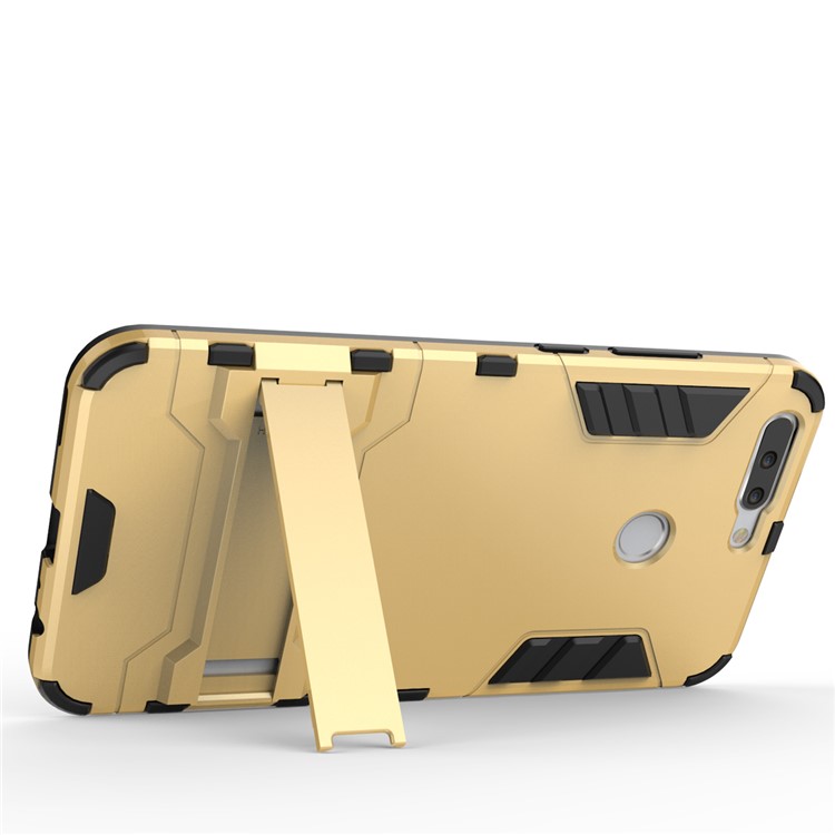 Cool Plastic TPU Kickstand Back Case for Huawei Honor 8 Pro / Honor V9 - Gold-7