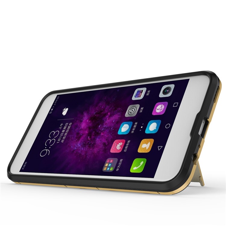 Cool Plastic TPU Kickstand Back Case for Huawei Honor 8 Pro / Honor V9 - Gold-8