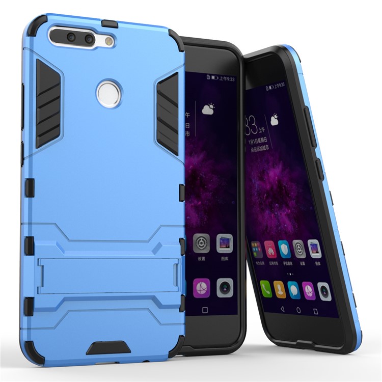 Cool Guard Plastic TPU Kickstand Mobile Shell for Huawei Honor 8 Pro / Honor V9 - Baby Blue-1
