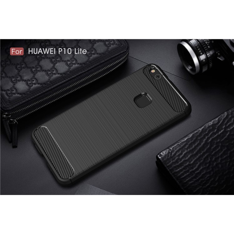 Углеродный Волокнистый Корпус TPU Для Huawei P10 Lite - Черный-10