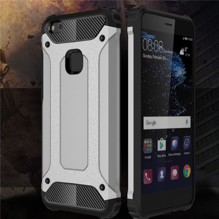 Armor Guard Plastic + TPU Hybrid Shell for Huawei P10 Lite - Silver-2