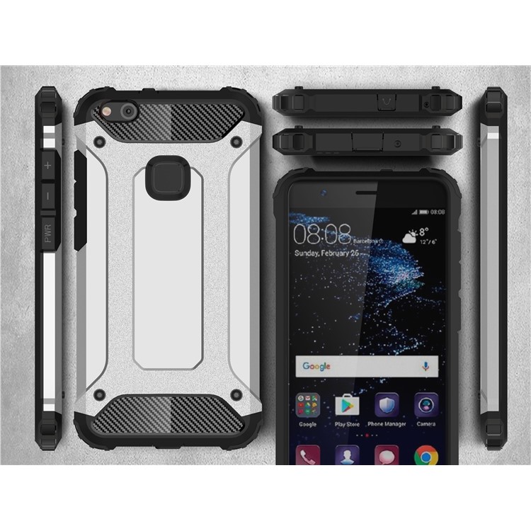 Armor Guard Plastic + TPU Hybrid Shell for Huawei P10 Lite - Silver-3