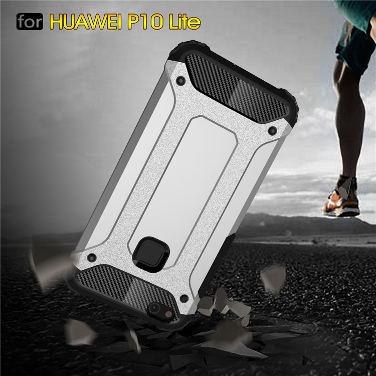 Armor Guard Plastic + TPU Hybrid Shell for Huawei P10 Lite - Silver-7