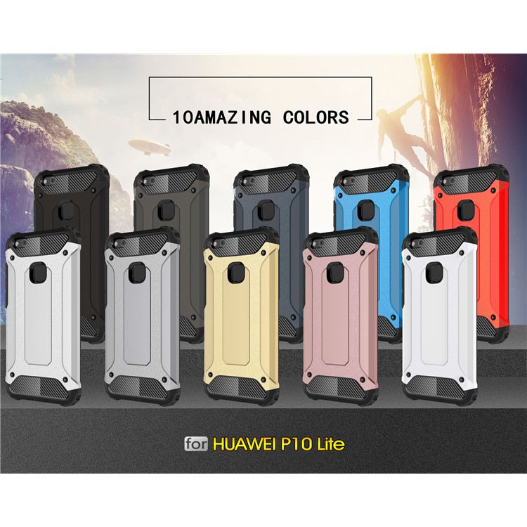 Armadura protectora de plástico + TPU Combo Shell caso para Huawei P10 Lite - Azul bebé-2