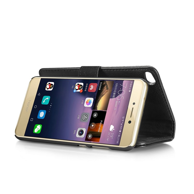 DG.MING Detachable 2 in 1 Split Leather Wallet Phone Case for Huawei P8 Lite (2017) / Honor 8 Lite - Black-14