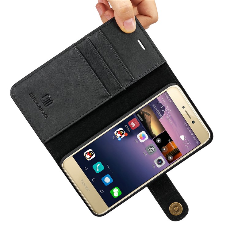 DG.MING Detachable 2 in 1 Split Leather Wallet Phone Case for Huawei P8 Lite (2017) / Honor 8 Lite - Black-16