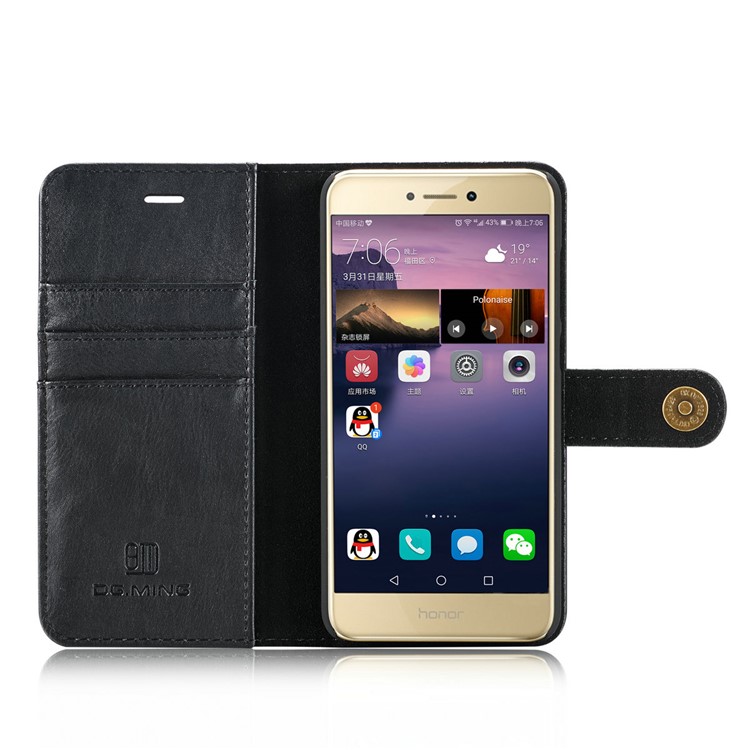 DG.MING Detachable 2 in 1 Split Leather Wallet Phone Case for Huawei P8 Lite (2017) / Honor 8 Lite - Black-8