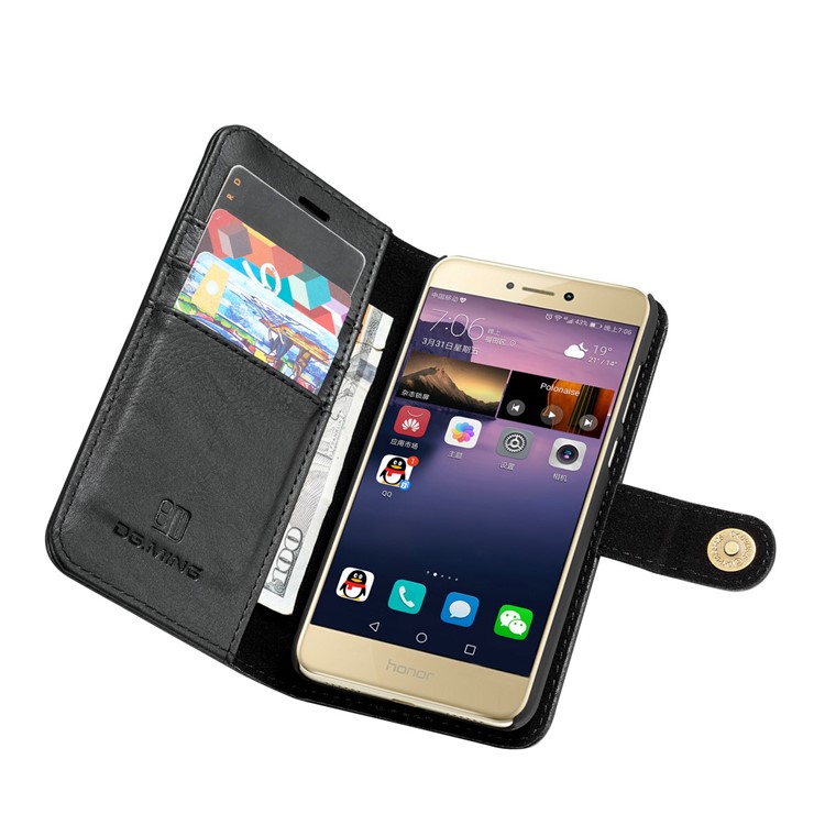 DG.MING Detachable 2 in 1 Split Leather Wallet Phone Case for Huawei P8 Lite (2017) / Honor 8 Lite - Black-9