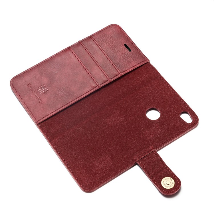 DG.MING Movable 2 in 1 Wallet Split Leather Mobile Case for Huawei P8 Lite (2017) / Honor 8 Lite - Red-10