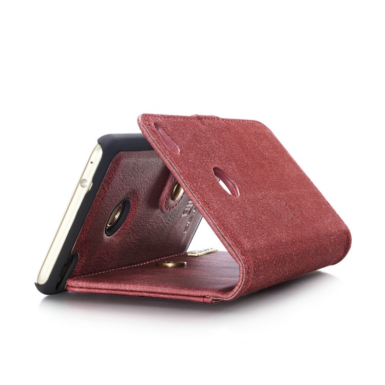 DG.MING Movable 2 in 1 Wallet Split Leather Mobile Case for Huawei P8 Lite (2017) / Honor 8 Lite - Red-15