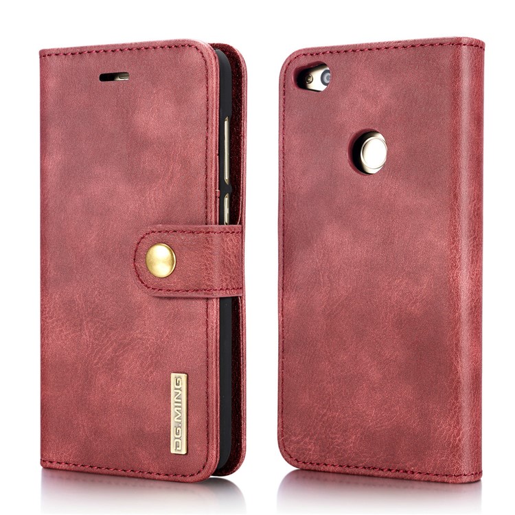 DG.MING Movable 2 in 1 Wallet Split Leather Mobile Case for Huawei P8 Lite (2017) / Honor 8 Lite - Red-2