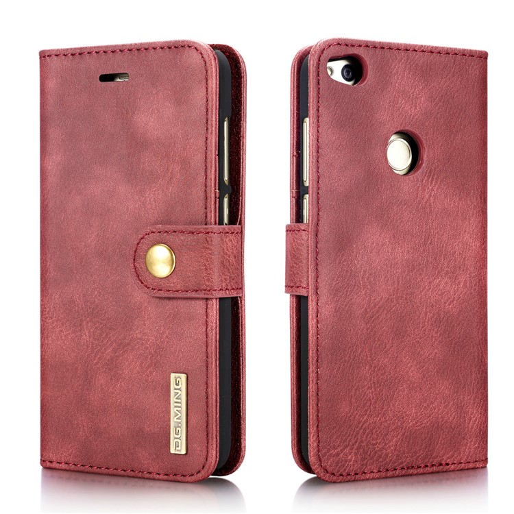 DG.MING Movable 2 in 1 Wallet Split Leather Mobile Case for Huawei P8 Lite (2017) / Honor 8 Lite - Red-3