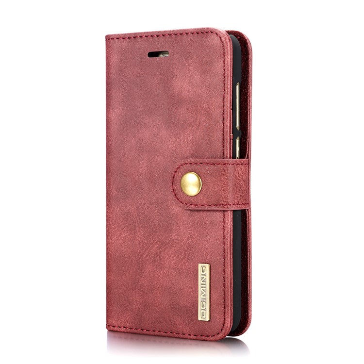 DG.MING Movable 2 in 1 Wallet Split Leather Mobile Case for Huawei P8 Lite (2017) / Honor 8 Lite - Red-4