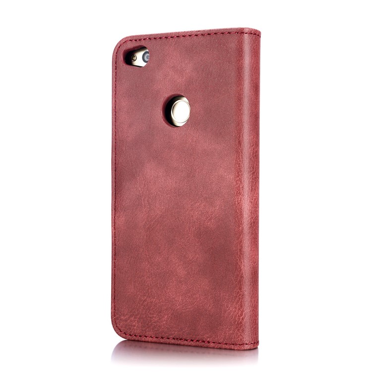 DG.MING Movable 2 in 1 Wallet Split Leather Mobile Case for Huawei P8 Lite (2017) / Honor 8 Lite - Red-5