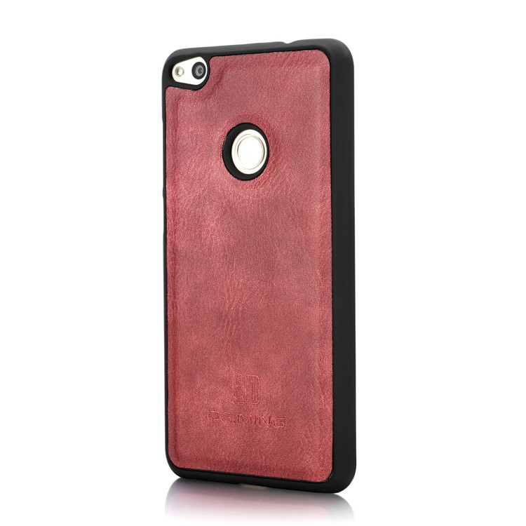 DG.MING Movable 2 in 1 Wallet Split Leather Mobile Case for Huawei P8 Lite (2017) / Honor 8 Lite - Red-6