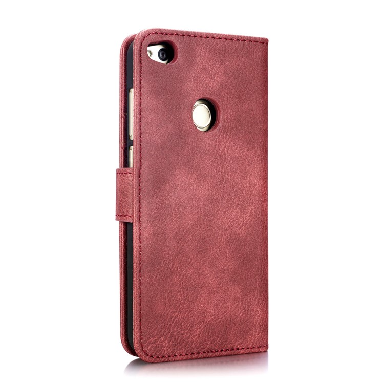 DG.MING Movable 2 in 1 Wallet Split Leather Mobile Case for Huawei P8 Lite (2017) / Honor 8 Lite - Red-7