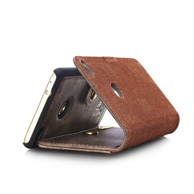 DG.MING Detachable 2 in 1 Wallet Split Leather Mobile Cover for Huawei P8 Lite (2017) / Honor 8 Lite - Coffee-15
