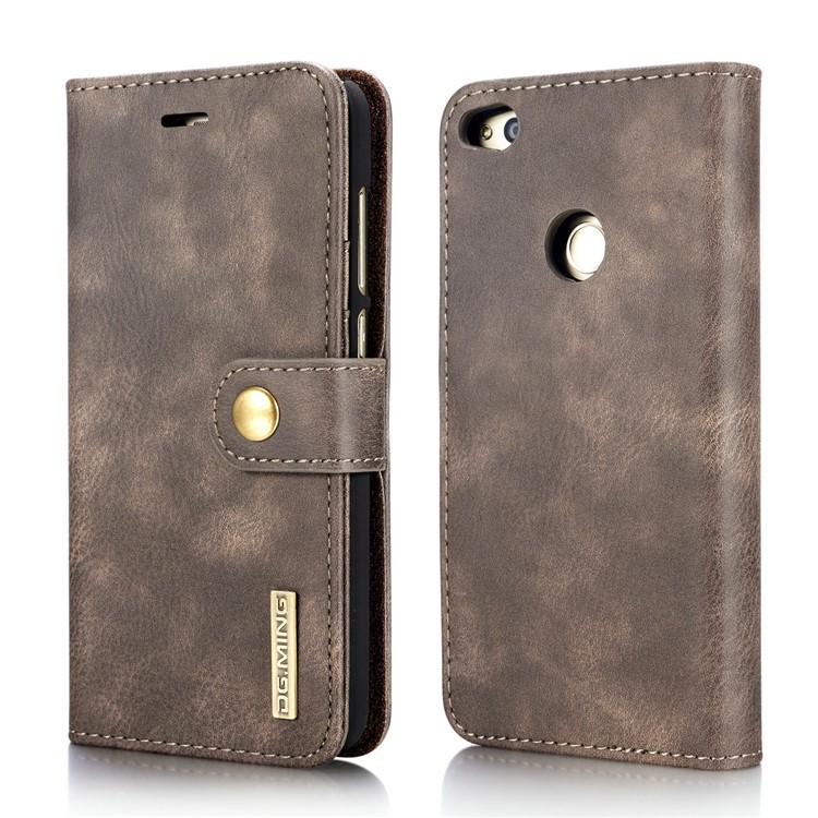 DG.MING Detachable 2 in 1 Wallet Split Leather Mobile Cover for Huawei P8 Lite (2017) / Honor 8 Lite - Coffee-2