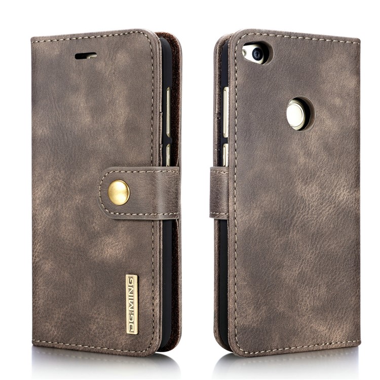 DG.MING Detachable 2 in 1 Wallet Split Leather Mobile Cover for Huawei P8 Lite (2017) / Honor 8 Lite - Coffee-3
