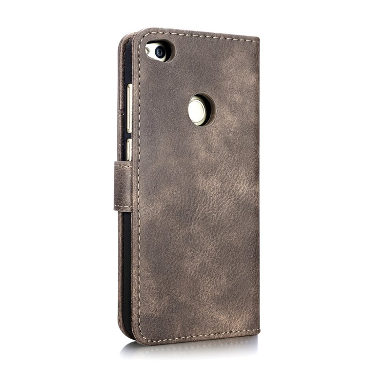 DG.MING Detachable 2 in 1 Wallet Split Leather Mobile Cover for Huawei P8 Lite (2017) / Honor 8 Lite - Coffee-7