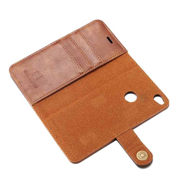 DG.MING Detachable 2 in 1 Split Leather Wallet Phone Cover for Huawei P8 Lite (2017) / Honor 8 Lite - Brown-10