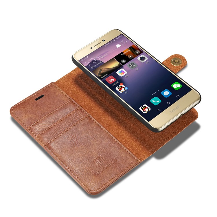 DG.MING Detachable 2 in 1 Split Leather Wallet Phone Cover for Huawei P8 Lite (2017) / Honor 8 Lite - Brown-11